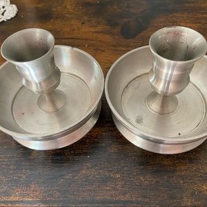 Authentic “Hampshire Pewter” Hand-Cast Pewter Window Lights Pair ~ Made in NH